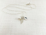 Footprint Angel Wing Necklace 925 Sterling Silver Memorial Necklace - Sympathy Jewelry