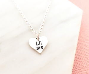 Lil Sis Heart Sterling Silver Necklace