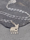 French Bulldog Necklace Small Sterling Pet Heart Pendant