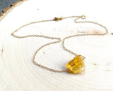 Raw Citrine Gemstone 14k Gold Necklace