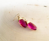 Rubelite Pink Tourmaline Quartz Earrings