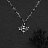 3D Bumblebee Charm Sterling Silver Necklace - Bee Pendant