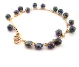 Peacock Freshwater Pearl Gold Filled Chain Dainty Bracelet