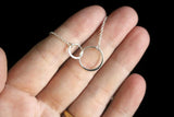 Two Circle Interlocking Link Sterling Silver Necklace - Mother and Child Jewelry