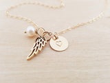 Angel Wing Necklace - 14k Gold Fill Memorial Jewelry - Sympathy Gift