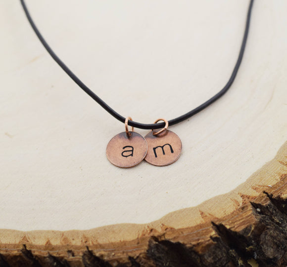 Copper Initial Disc Hand Stamped Jewelry For Him