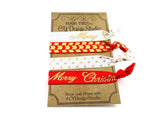 Christmas Holiday Gold Foil Hair Ties Set - Stocking Stuffer