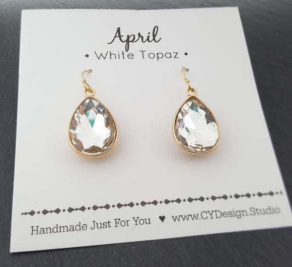 April Birthstone Crystal 14k Gold Filled Earrings