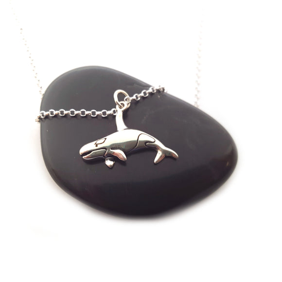 Orca Killer Whale Charm Sterling Silver Necklace