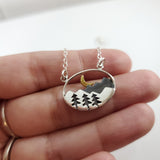 Mountain Scenery Necklace - Sterling Silver Jewelry