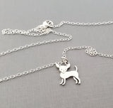 Chihuahua Charm Tiny Sterling Silver Necklace