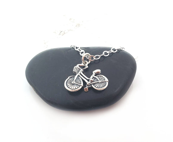 Bicycle Charm Sterling Silver Necklace