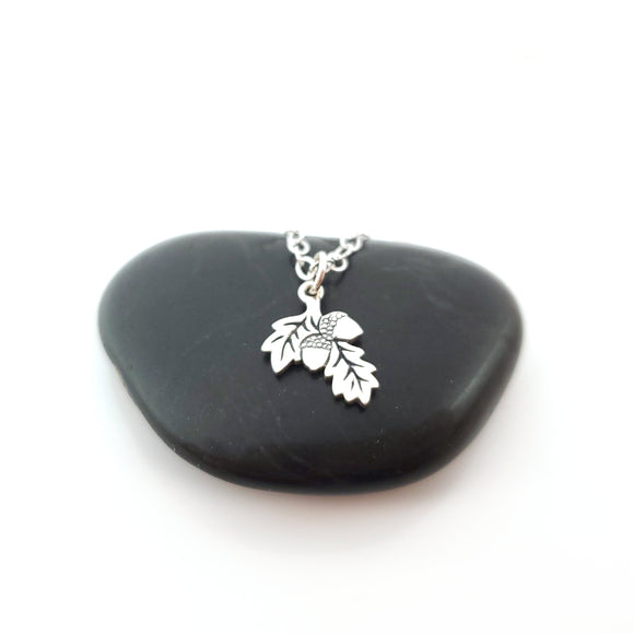 Acorn Oak Leaf 925 Sterling Silver Necklace