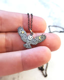 Oxidized Owl with Stars and Moon Sterling Silver Necklace