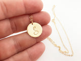 Hammered Gold Filled Disc Personalized Initial Necklace