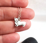 Corgi Dog Charm Necklace - Sterling Silver Jewelry