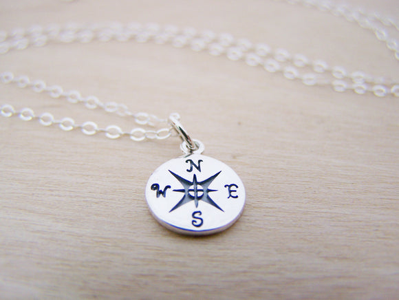Compass Tiny Sterling Silver Necklace