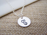 ONE INITIAL Disc Dainty Silver Hand Stamped Initial Personalized Bridesmaid Necklace