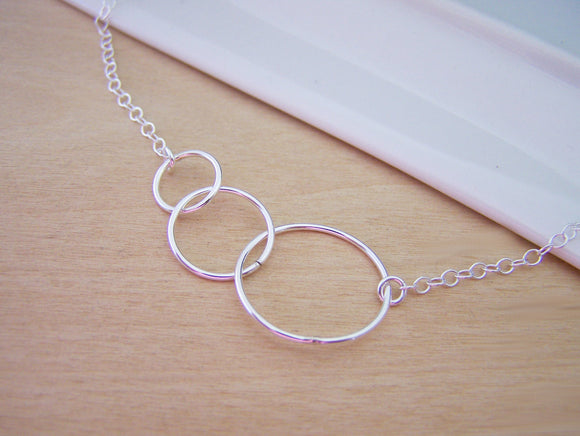 Three Circle Link Sterling Silver Necklace
