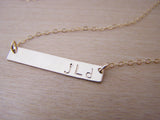 Monogrammed Initials Horizontal Gold Filled Bar Necklace