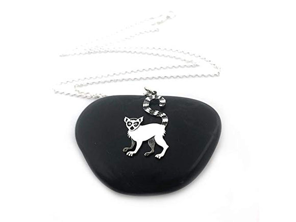 Lemur Charm Necklace - Sterling Silver Jewelry