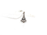 3D Eiffel Tower Paris Charm Sterling Silver Necklace