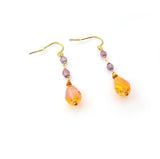 Purple & Orange Czech Glass Beaded Drop Earrings