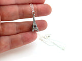 3D Eiffel Tower Paris Charm Sterling Silver Necklace