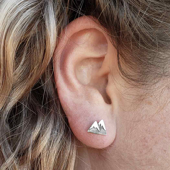 Snow Capped Mountain Sterling Silver Post Stud Earrings