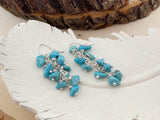 Turquoise Gemstone Cluster Sterling Silver Earrings
