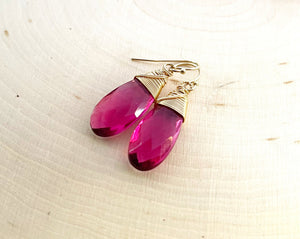 Rubelite Pink Tourmaline Gemstone Earrings