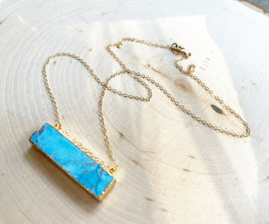 Turquoise Bar Gold Filled Necklace