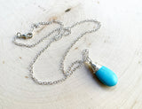 Teardrop Turquoise Sterling Silver Necklace