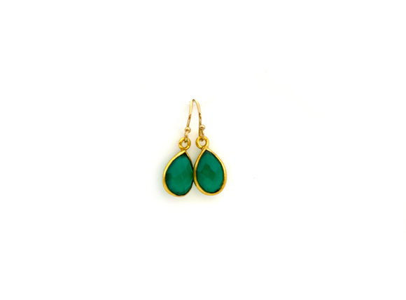 Dainty Green Onyx Drop 14k Gold Filled Earrings
