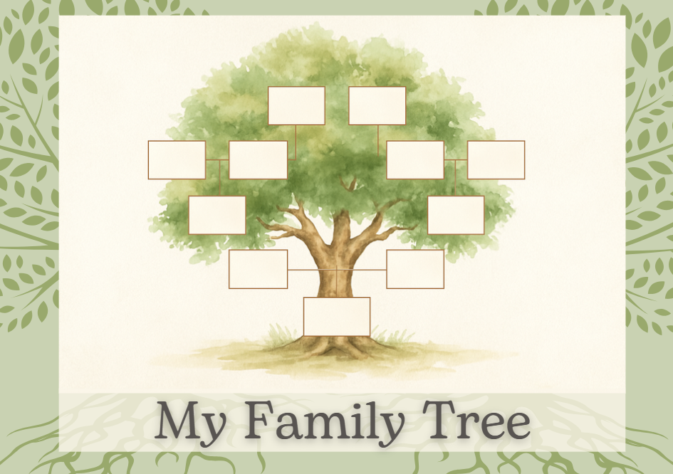 Editable Family Tree Template | 7 Printable Canva Pages — CYDesignStudio