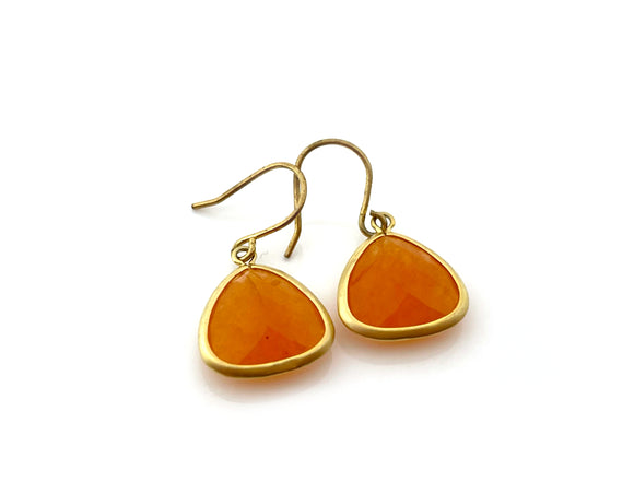 Carnelian Gemstone Dainty Drop Gold Earrings