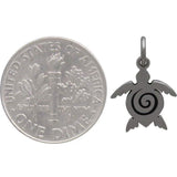 Sterling Silver Sea Turtle Charm with Spiral Necklace