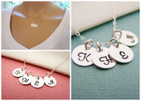 Tiny Initial Necklace - Hand Stamped Sterling Silver Initial Necklace