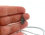 Pave Diamond Hamsa Hand Oxidized Sterling Silver Necklace