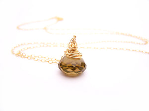 Smoky Topaz Gemstone - Gold Filled Necklace - Simple Jewelry
