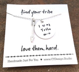 I Love My Tribe Necklace - Hand Stamped Jewelry Aluminum & Sterling Silver