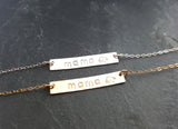 Mama Bear Hand Stamped Bar Necklace