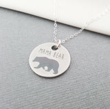 Mama Bear Necklace - Sterling Silver Jewelry - Gift For Mom