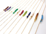 Gemstone Bar Necklace - Birthstone Dainty Bar 14k Gold Fill Wire Wrapped Necklace - Gift for Her