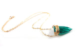 Emerald Green Wire Wrapped Briolette Necklace