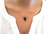 Emerald Green Wire Wrapped Briolette Necklace