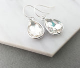 April Birthstone Sterling Silver Teardrop Crystal Earrings