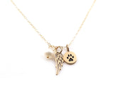 Paw Print Angel Wing Memorial Necklace - Pet Loss Necklace - 14k Gold Filled - Memorial Jewelry