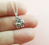 Flying Pig Charm Sterling Silver Necklace