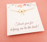 Thank You For Helping Me Tie The Knot - Gold Bow Necklace - Bridesmaid Necklace